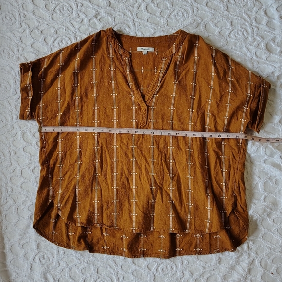 Madewell Lakeline Popover Shirttail Top Jacquard Stripe Large L - Picture 11 of 15